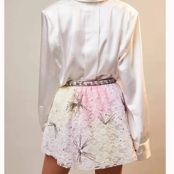 Loveshackfancy x free people Kezia lace tie dye starburst sequin mini skirt nwt - Picture 8 of 12